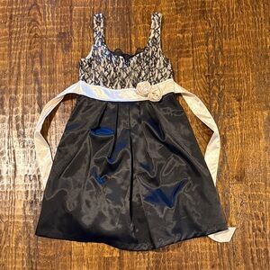 Vintage B. Wear by Byer California Black Satin & Lace Tie-Back Dress Formal